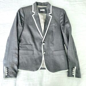 J. Crew Factory Charcoal Blazer with Ivory Accents